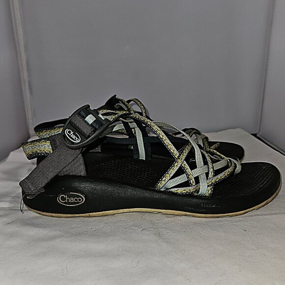 Chacos Vibram Sole Green Grey Triple Strap ~ Size 9 ~ EUC - Picture 4 of 6